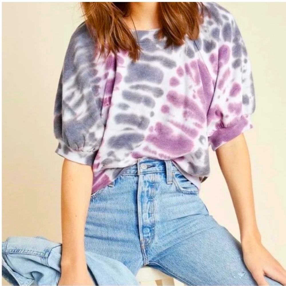 Maeve Anthropologie Sami Puff Sleeve Tie Dye Top